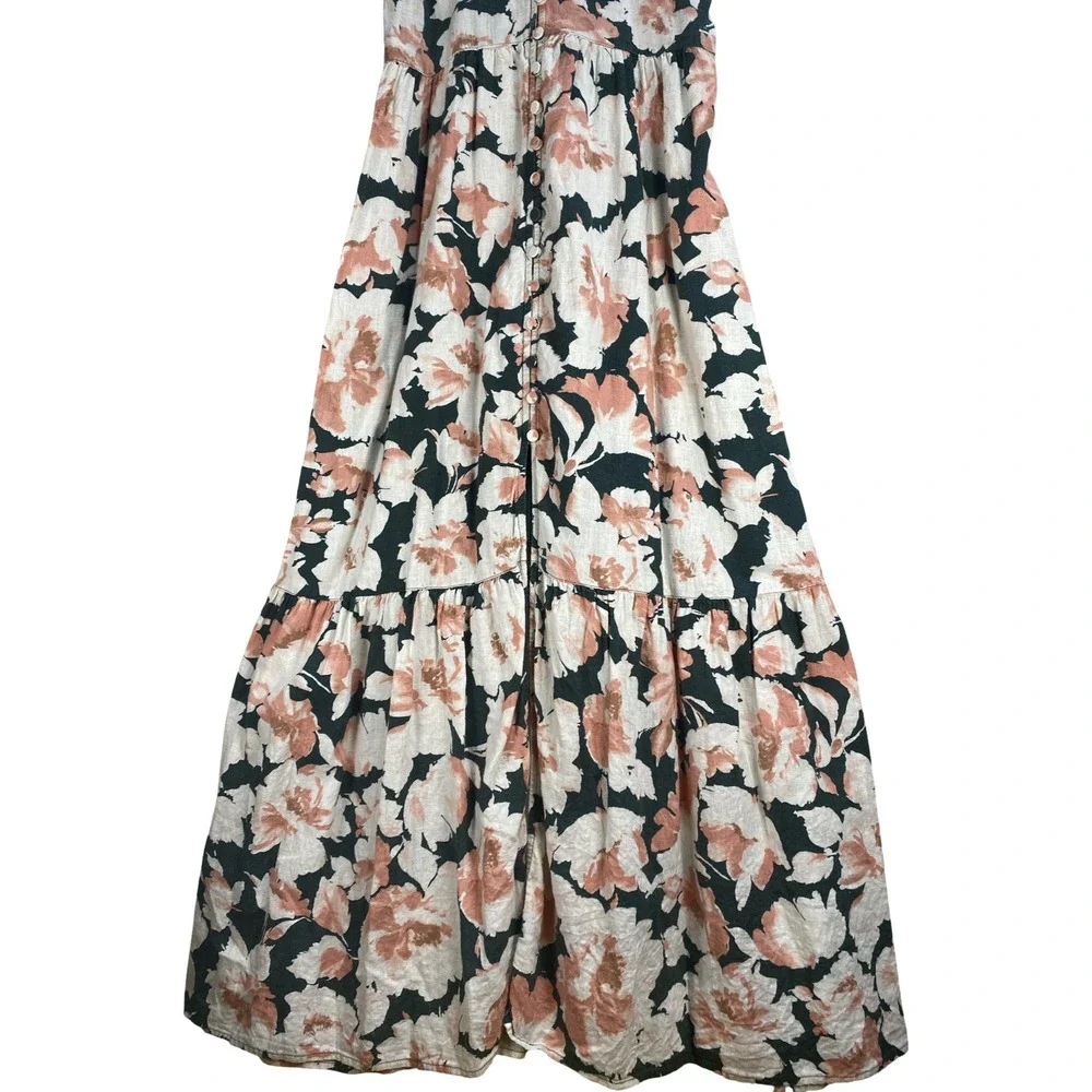 Abercrombie & Fitch Floral Linen Blend Maxi Dress Small Cottagecore Romantic